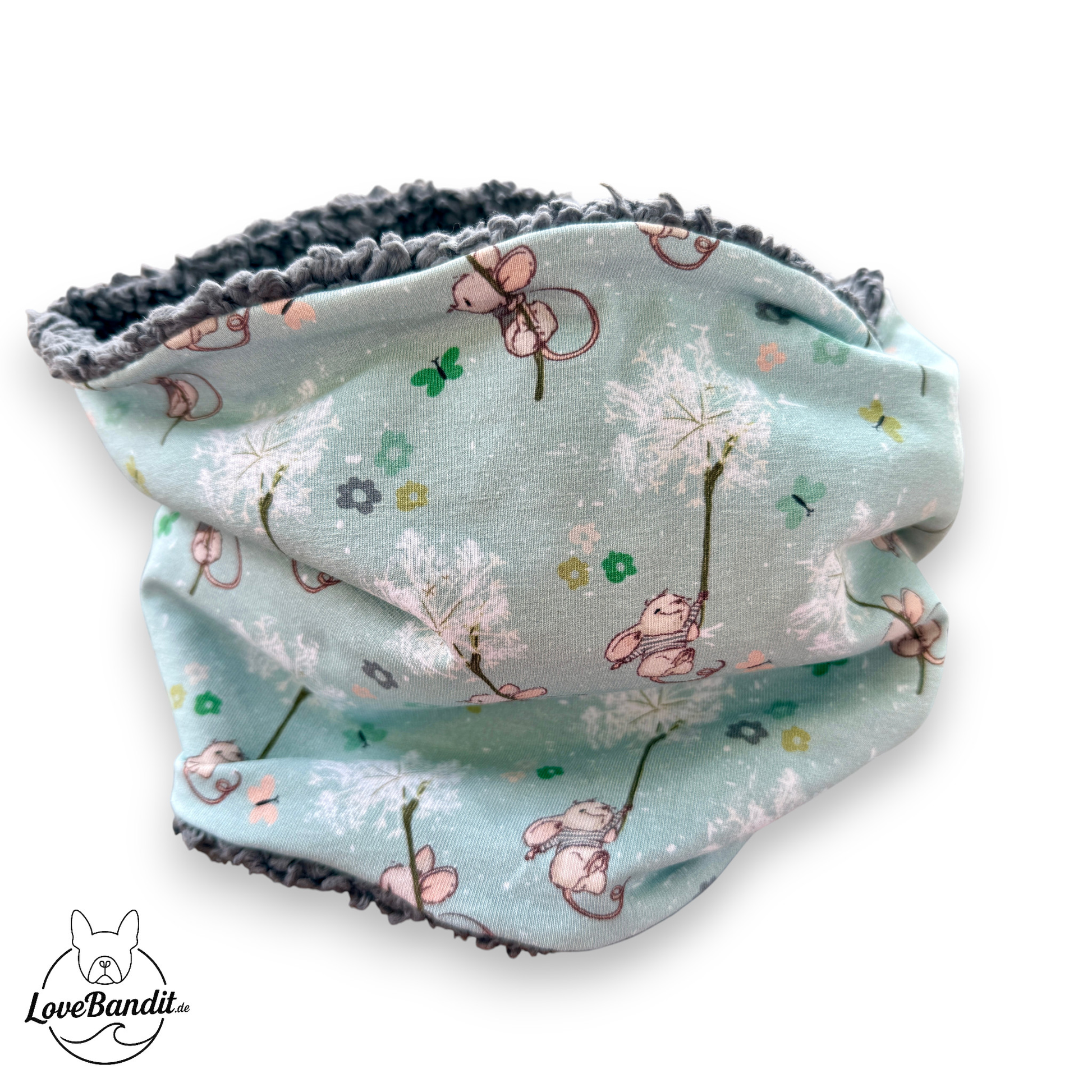 Hundeloop Hundeschal Maus Pusteblume Mint Lovebandit