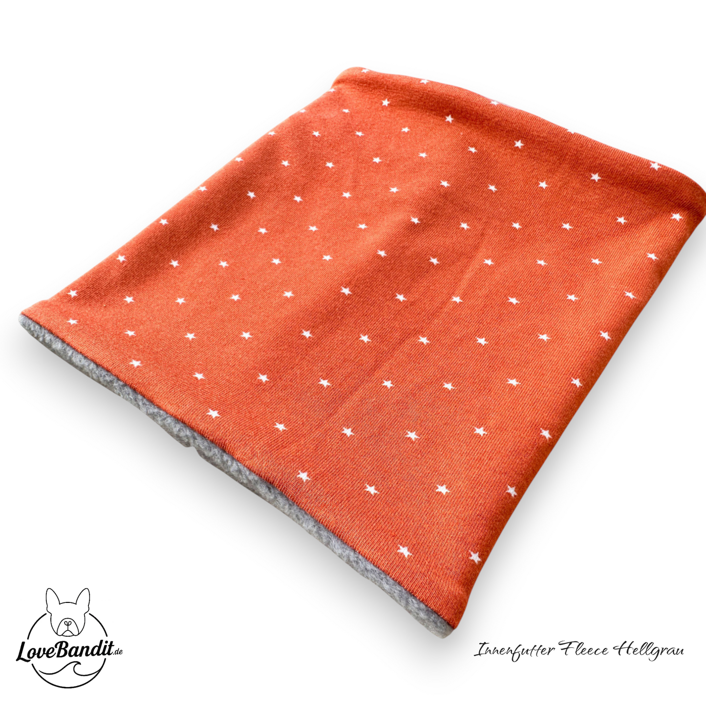 Hundeloop Hundeschal "Mini Sterne Dunkel Orange" mit Fleece oder Teddyplüsch Lovebandit