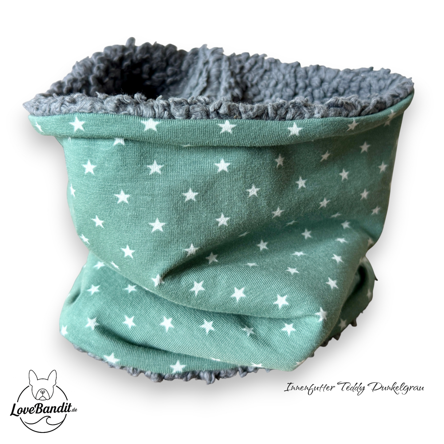 Hundeloop Hundeschal "Mini Sterne Vintagegrün" Fleece oder Teddyplüsch Lovebandit