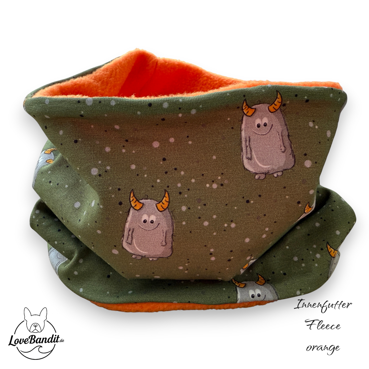 Hundeloop Hundeschal Monsterchen oliv grau Lovebandit