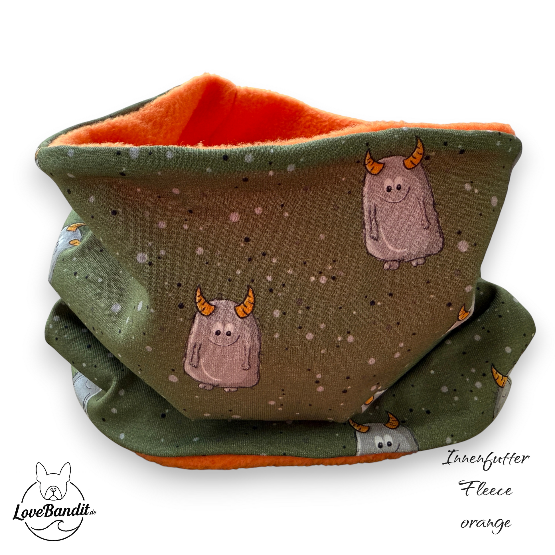 Hundeloop Hundeschal Monsterchen oliv grau Lovebandit