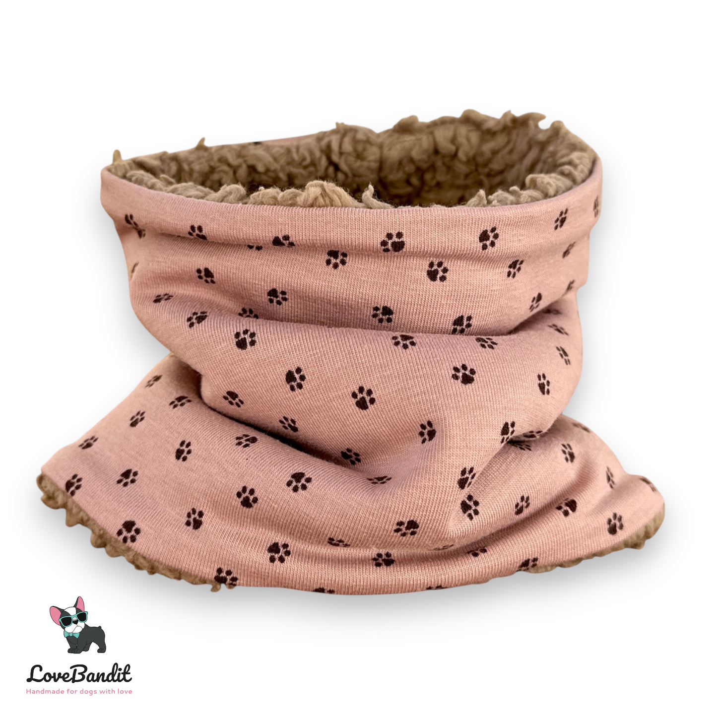 Hundeloop Hundeschal Pfötchen altflieder Fleece Teddyplüsch