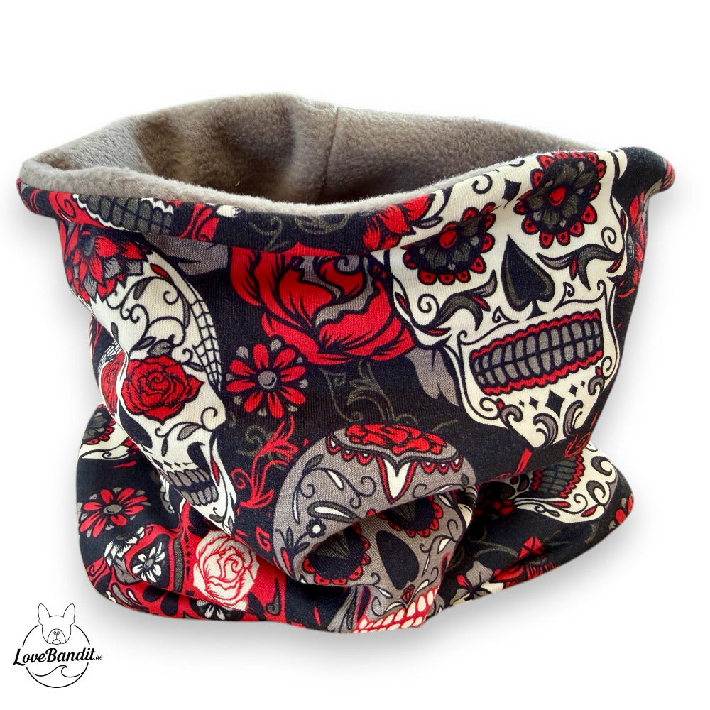 Hundeloop Hundeschal Skulls Totenköpfe rot Lovebandit
