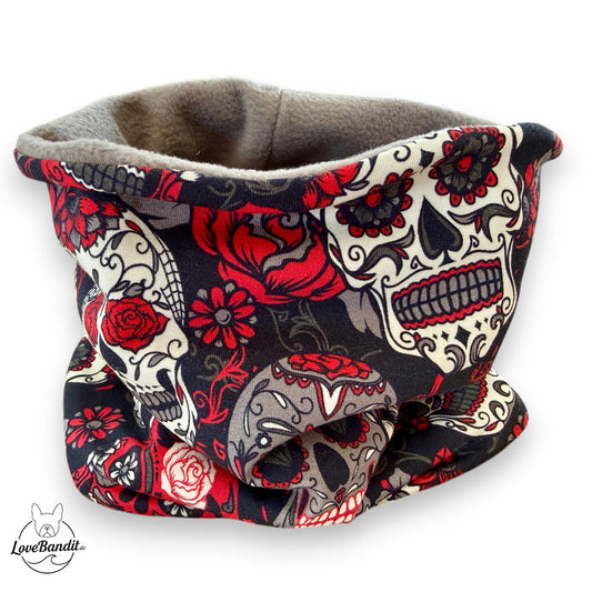 Hundeloop Hundeschal Skulls Totenköpfe rot Lovebandit