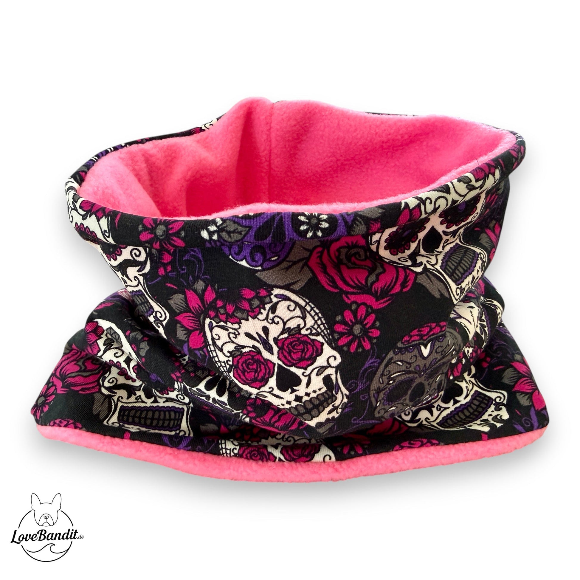 Hundeloop Hundeschal Skulls Totenköpfe lila Lovebandit