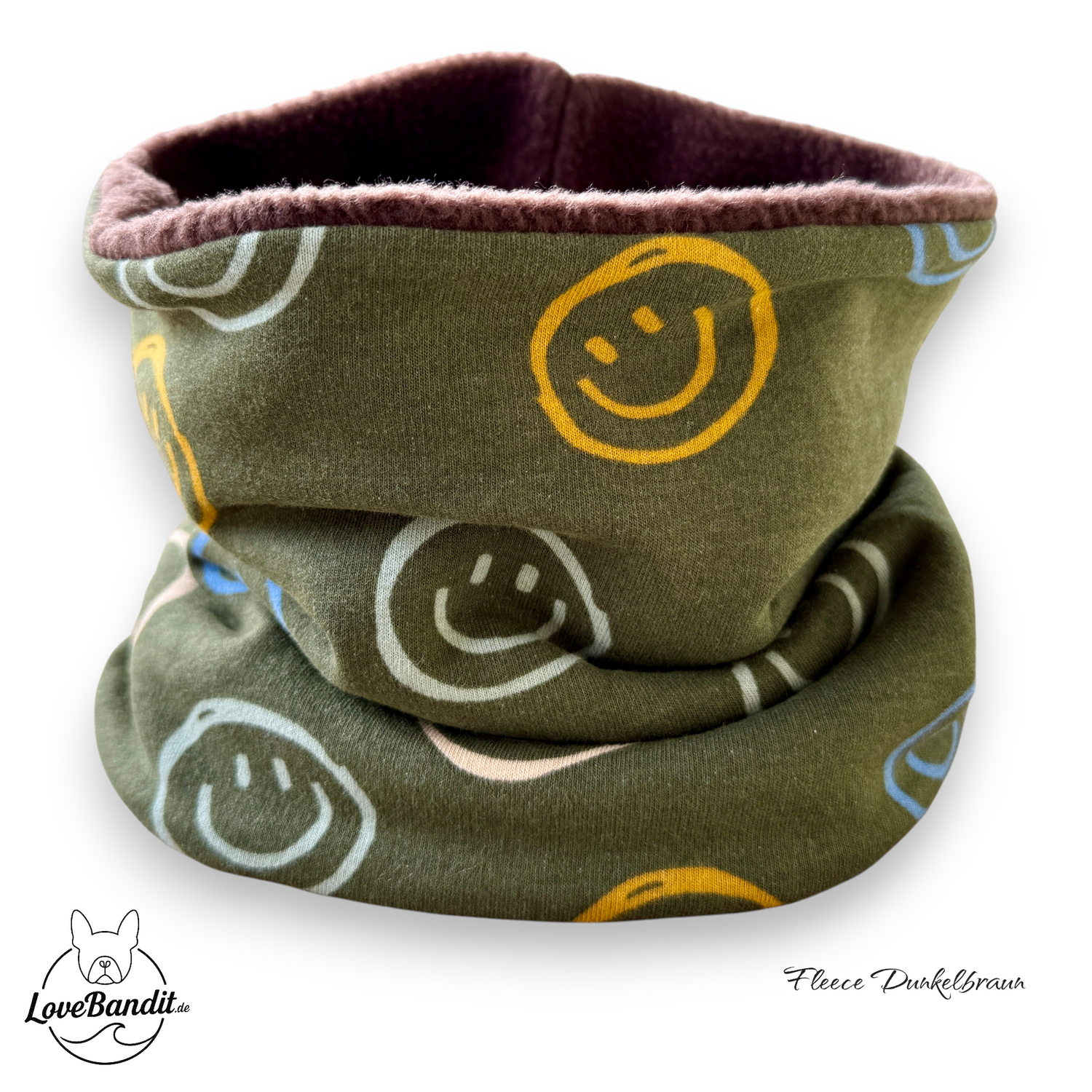 Hundeloop Hundeschal Hunde Loop Smiley oliv Lovebandit