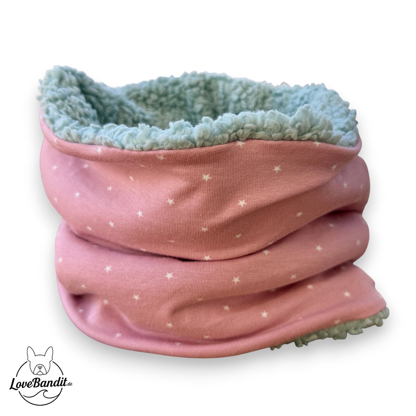 Hundeloop Hundeschal Mini Sterne altrosa Fleece Teddyplüsch Lovebandit