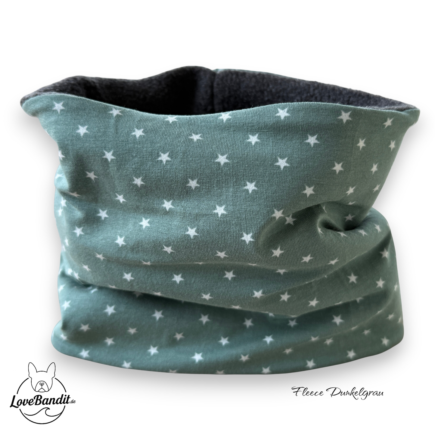 Hundeloop Hundeschal "Mini Sterne Vintagegrün" Fleece oder Teddyplüsch