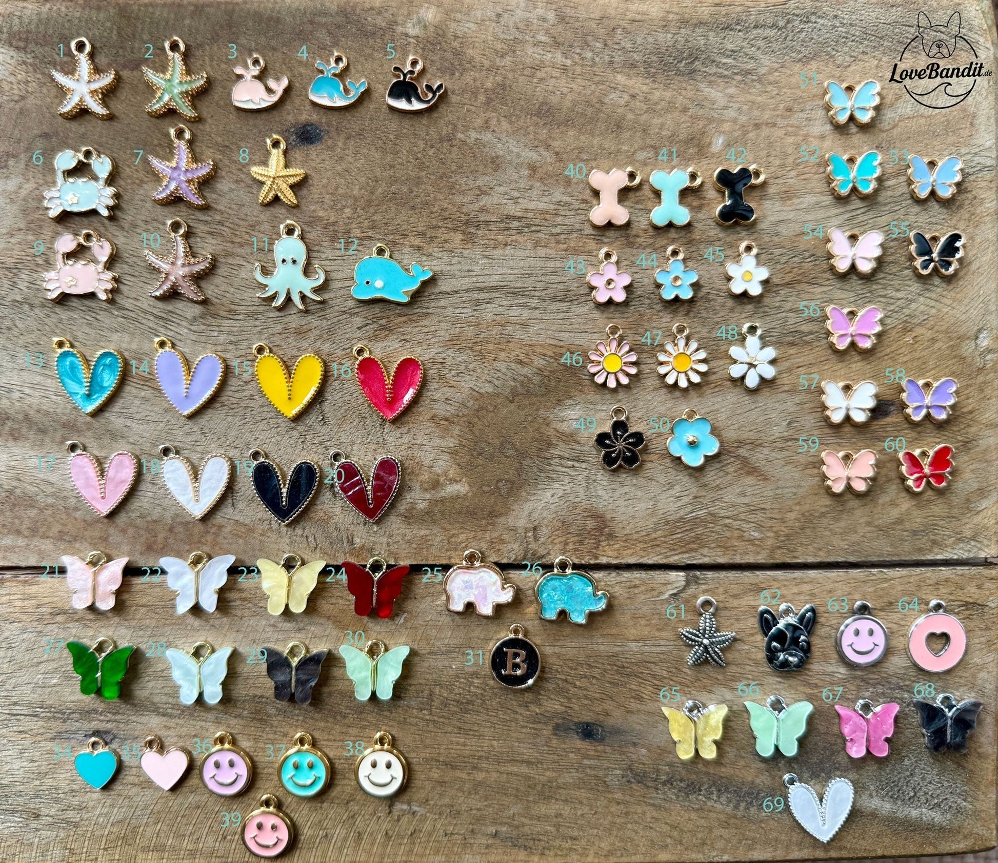 Kleine Hundemarke Mini aus Messing mit Anhänger Lovebandit