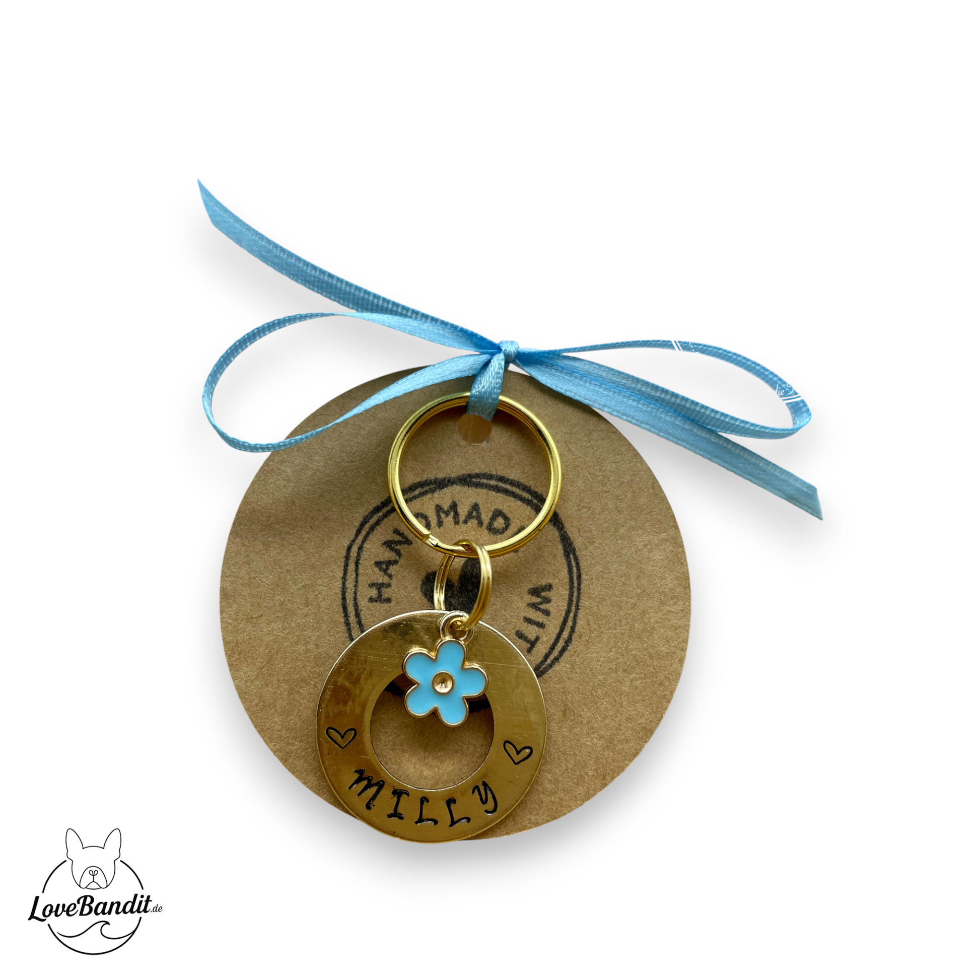 Hundemarke Donut Ring goldfarben Anhänger Lovebandit