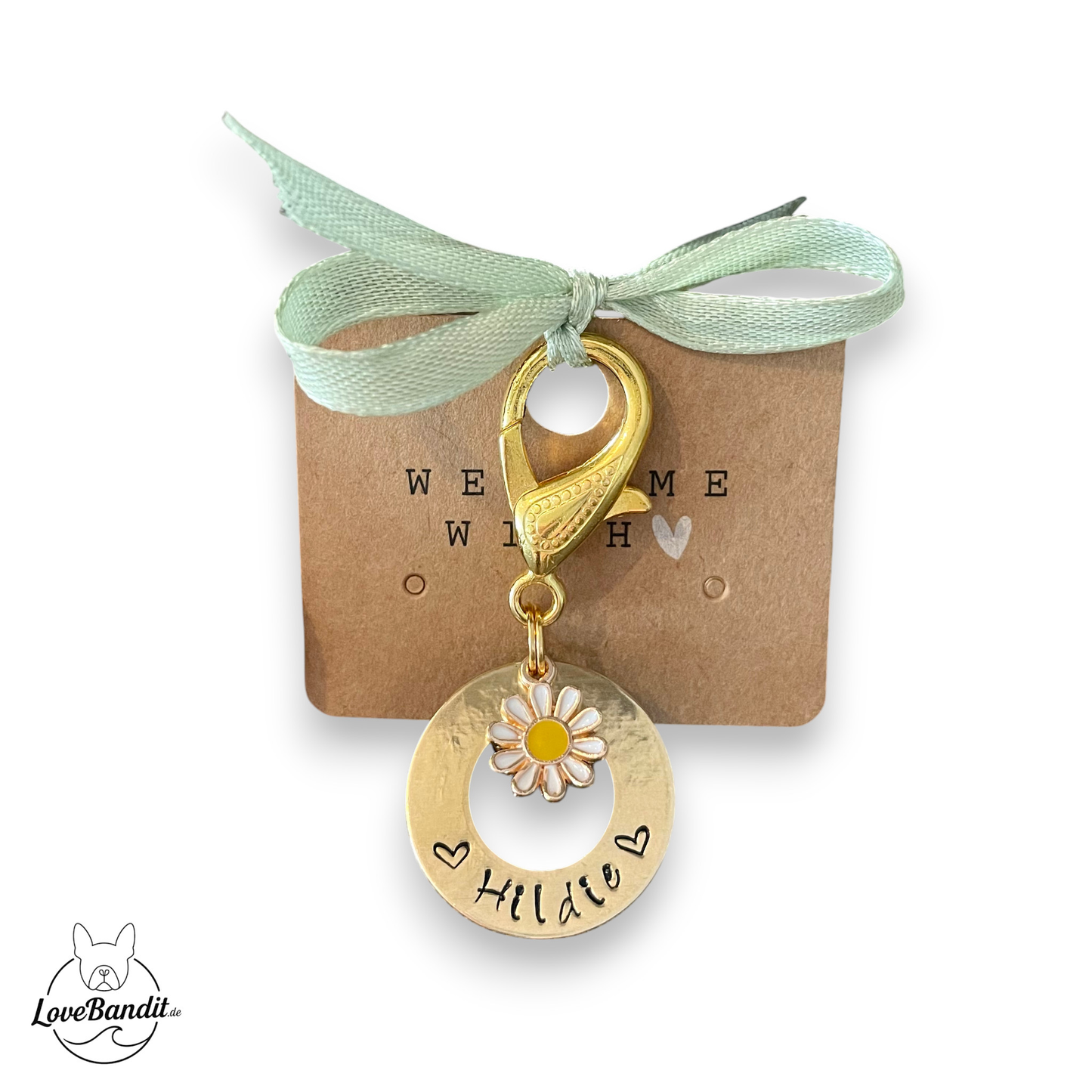 Hundemarke Donut Ring goldfarben Anhänger Lovebandit