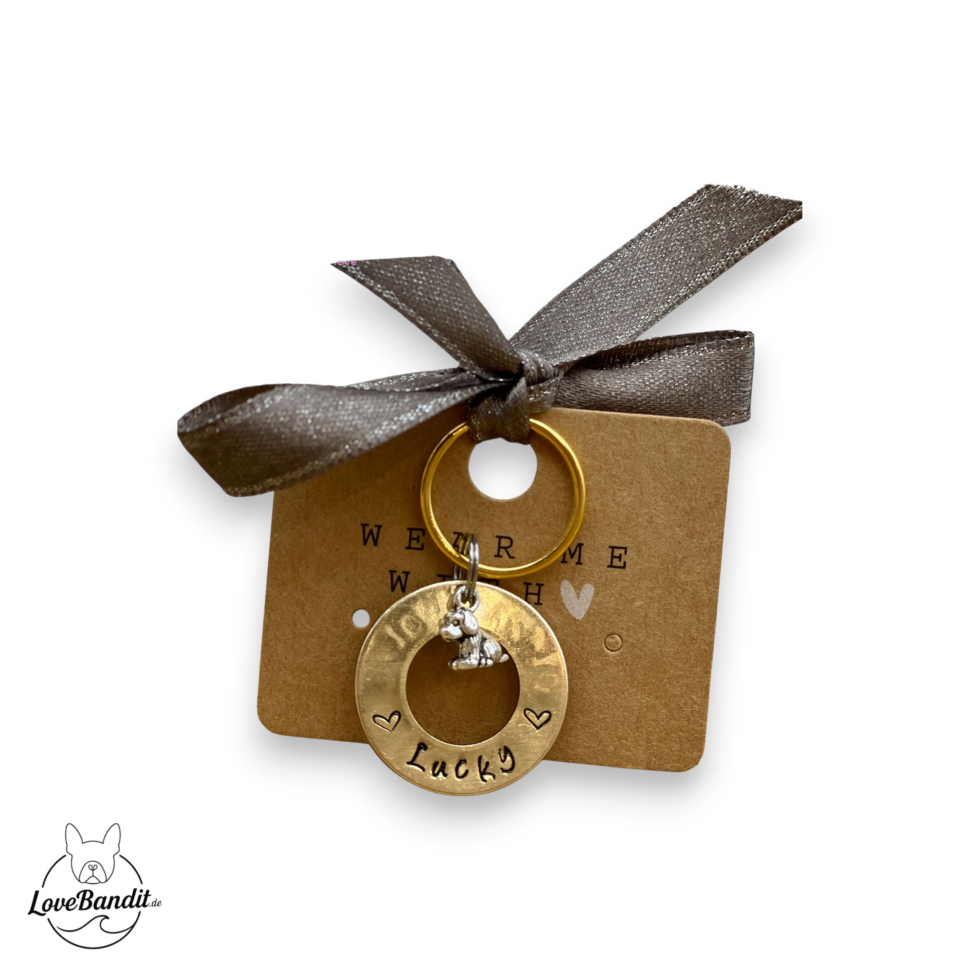 Hundemarke Donut Ring goldfarben Anhänger Lovebandit