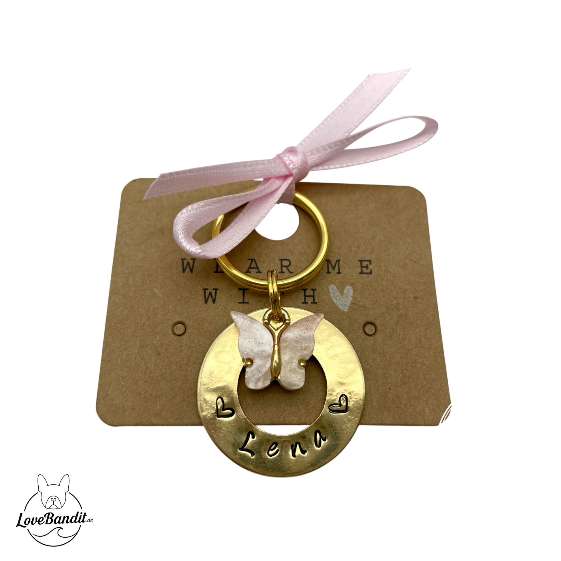 Hundemarke Donut Ring goldfarben Anhänger Lovebandit