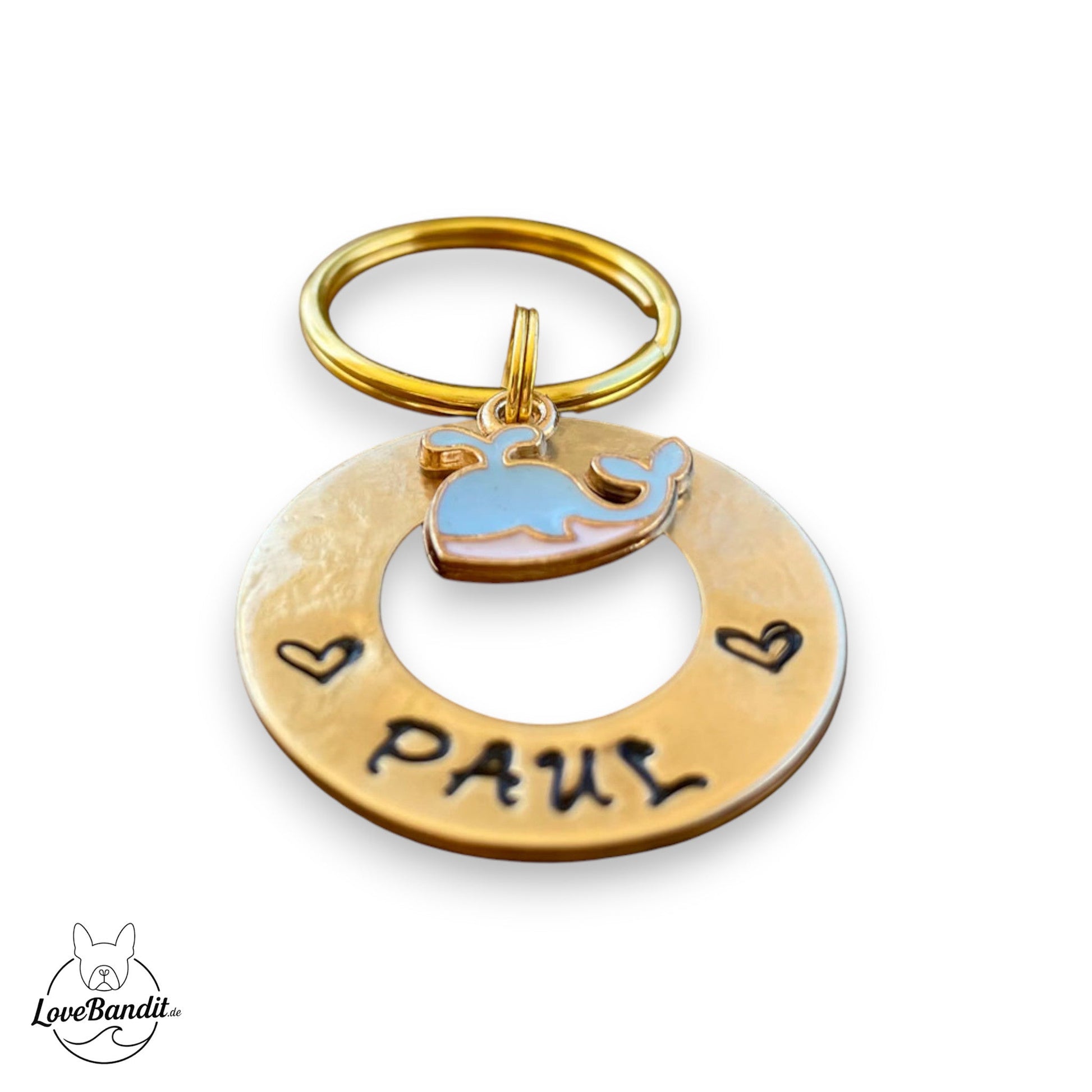 Hundemarke Donut Ring goldfarben Anhänger Lovebandit