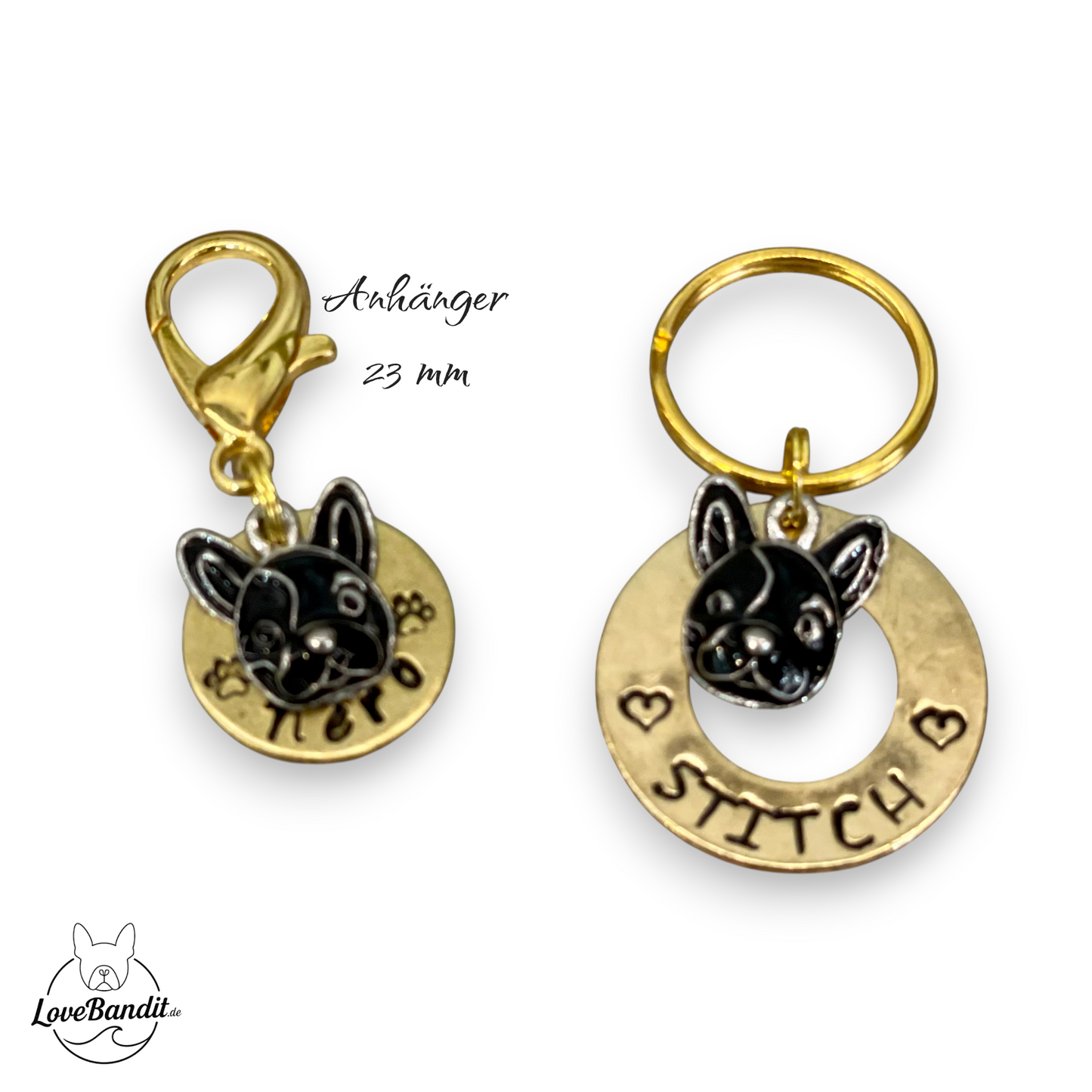 Hundemarke Donut Ring goldfarben Anhänger Lovebandit
