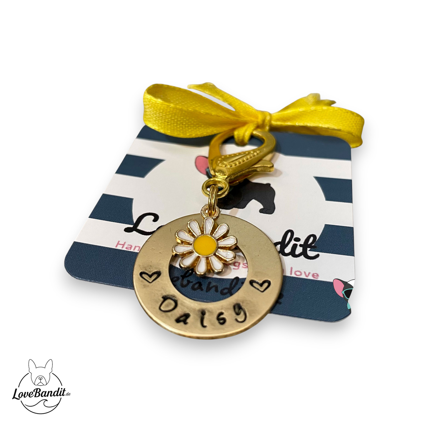 Hundemarke Donut Ring goldfarben Anhänger Lovebandit