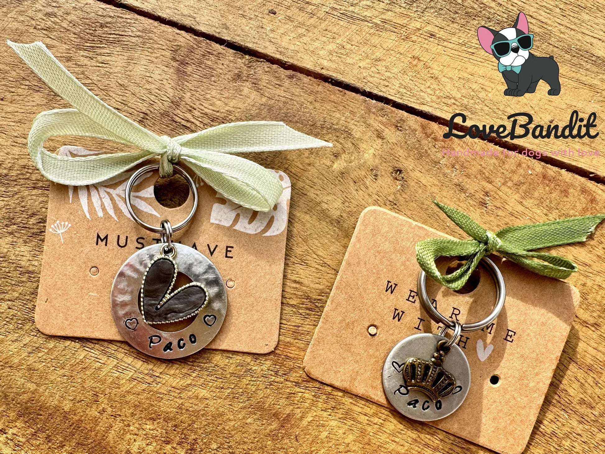 Hundemarke Donut Ring silberfarben mit Anhänger - LoveBandit