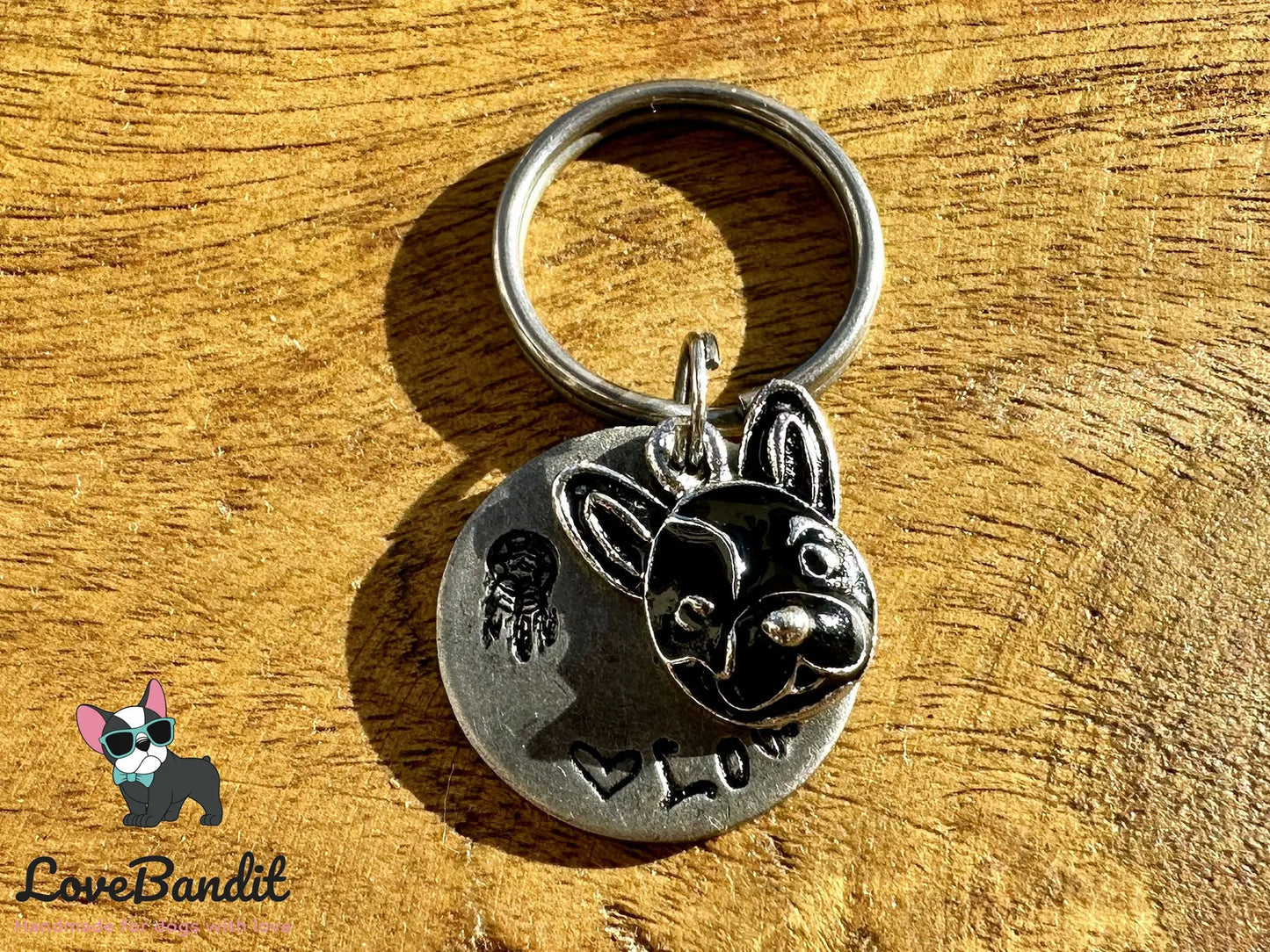 Hundemarke Frenchie Antik Messing Silber - LoveBandit