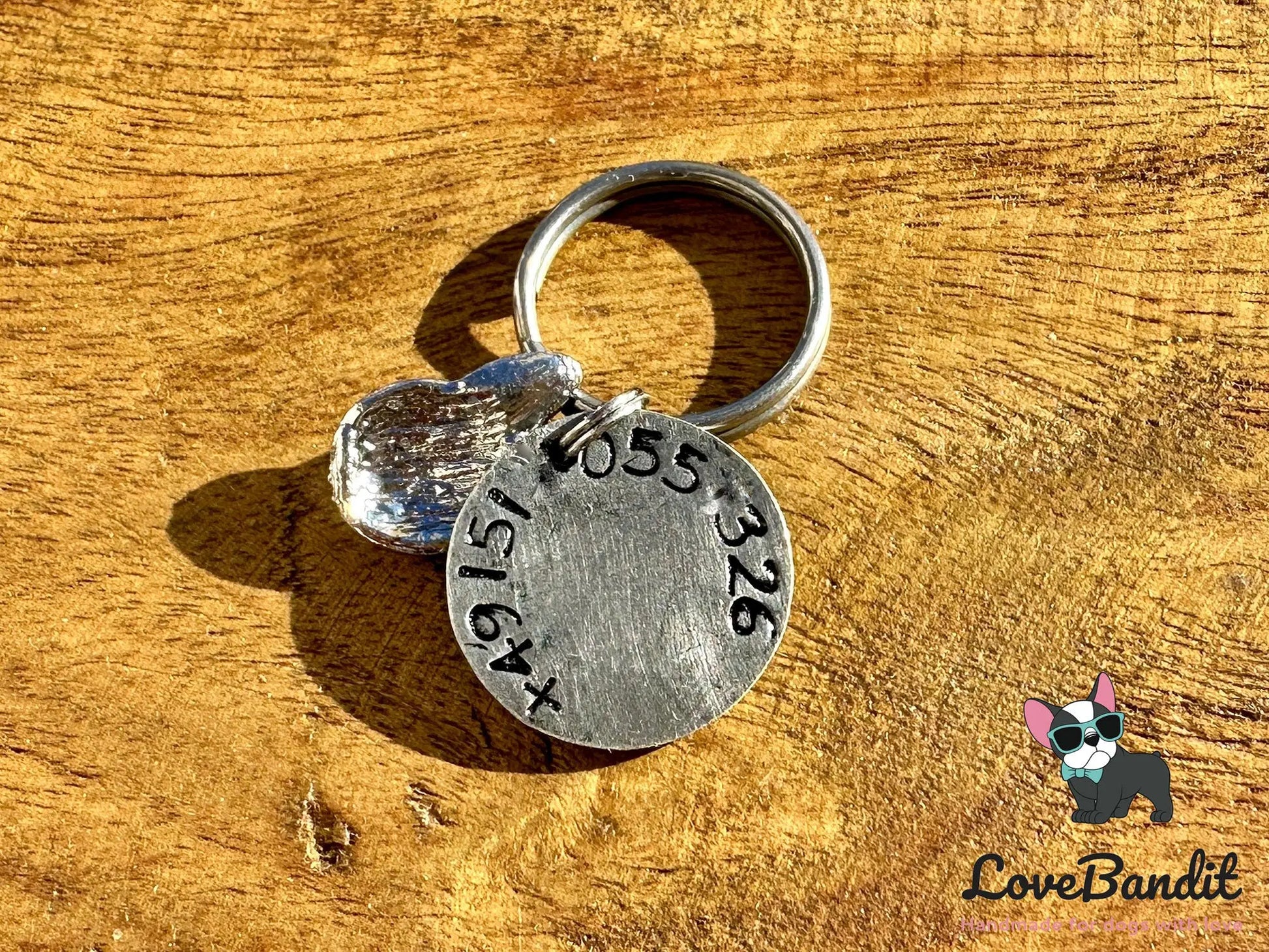 Hundemarke Frenchie Antik Messing Silber - LoveBandit