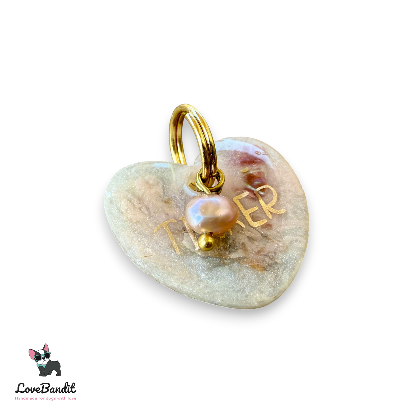 Besondere Hundemarke Herz Pearl aus Resin Visitenkarte LoveBandit