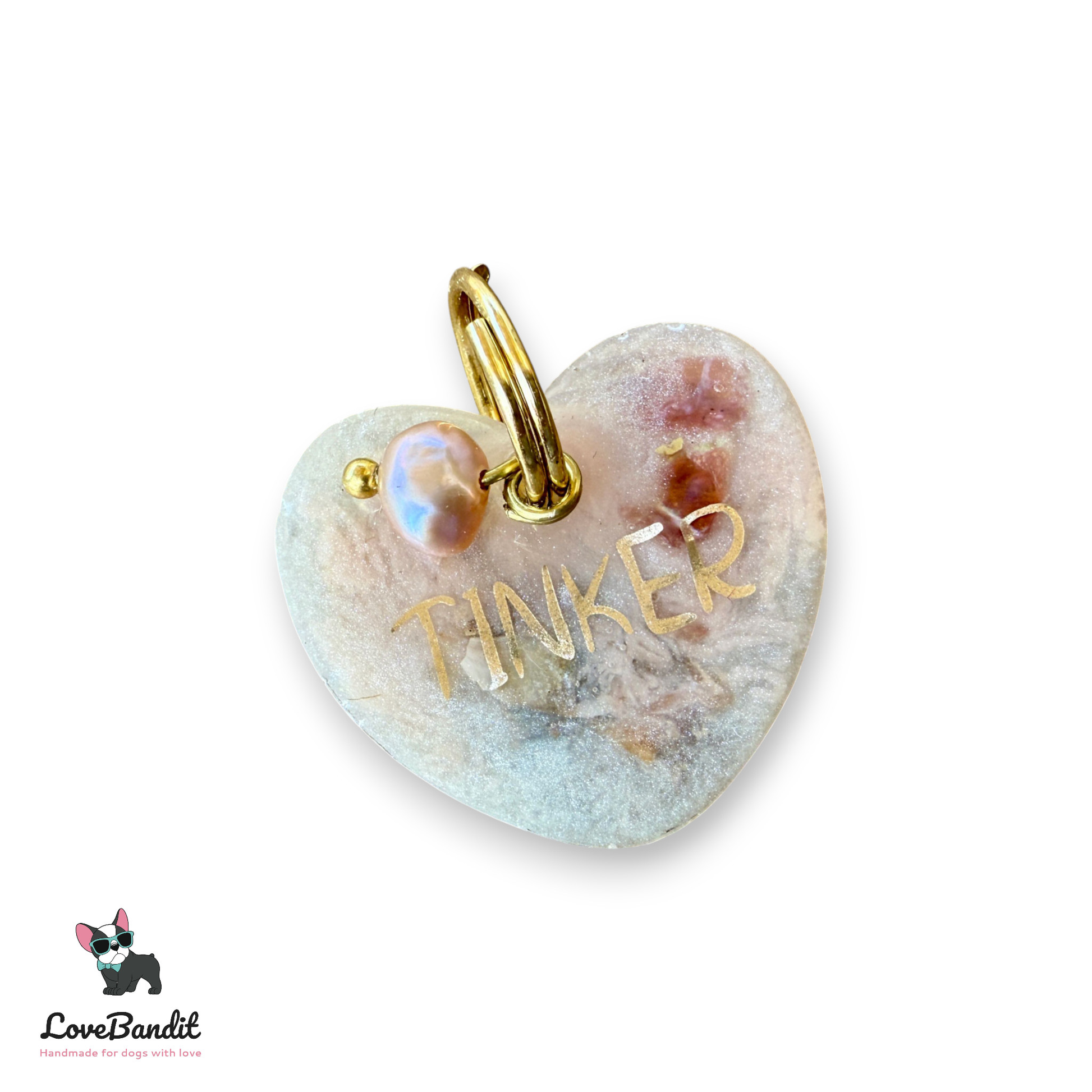 Besondere Hundemarke Herz Pearl aus Resin Visitenkarte LoveBandit