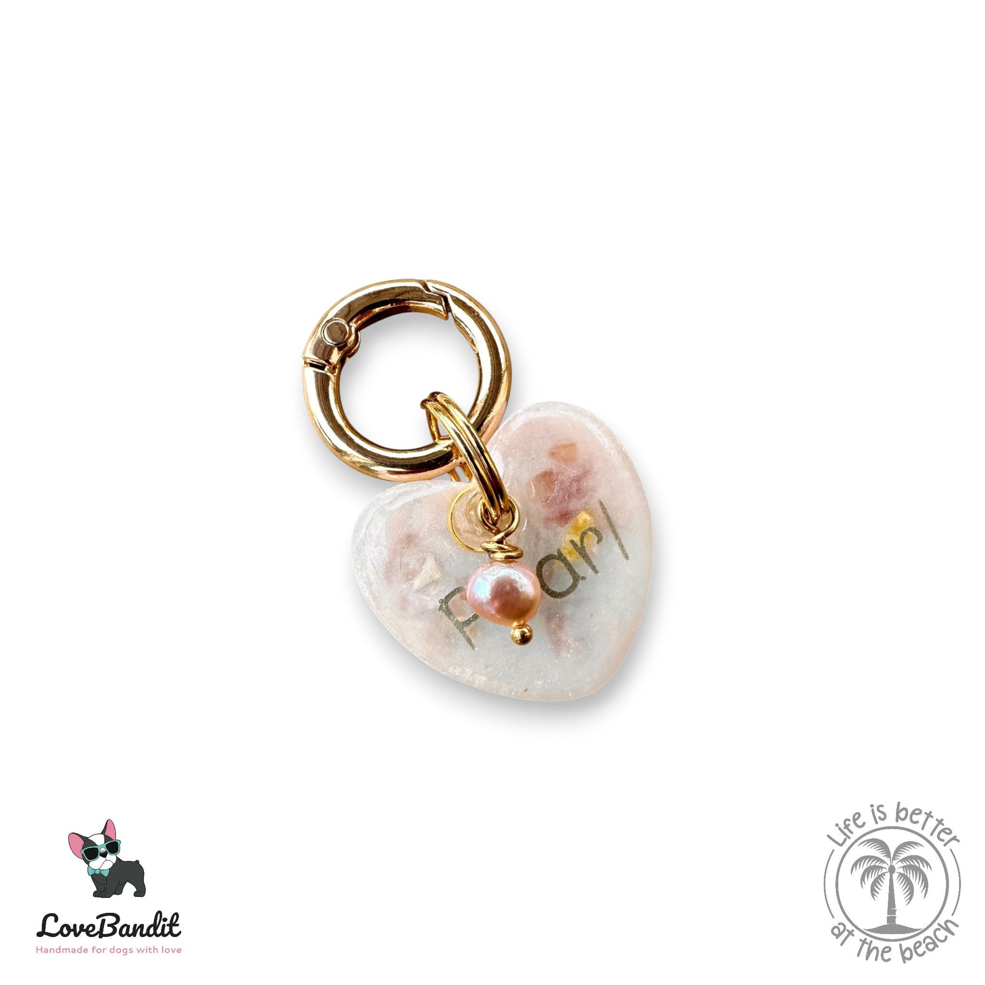 Besondere Hundemarke Herz Pearl aus Resin Visitenkarte - LoveBandit