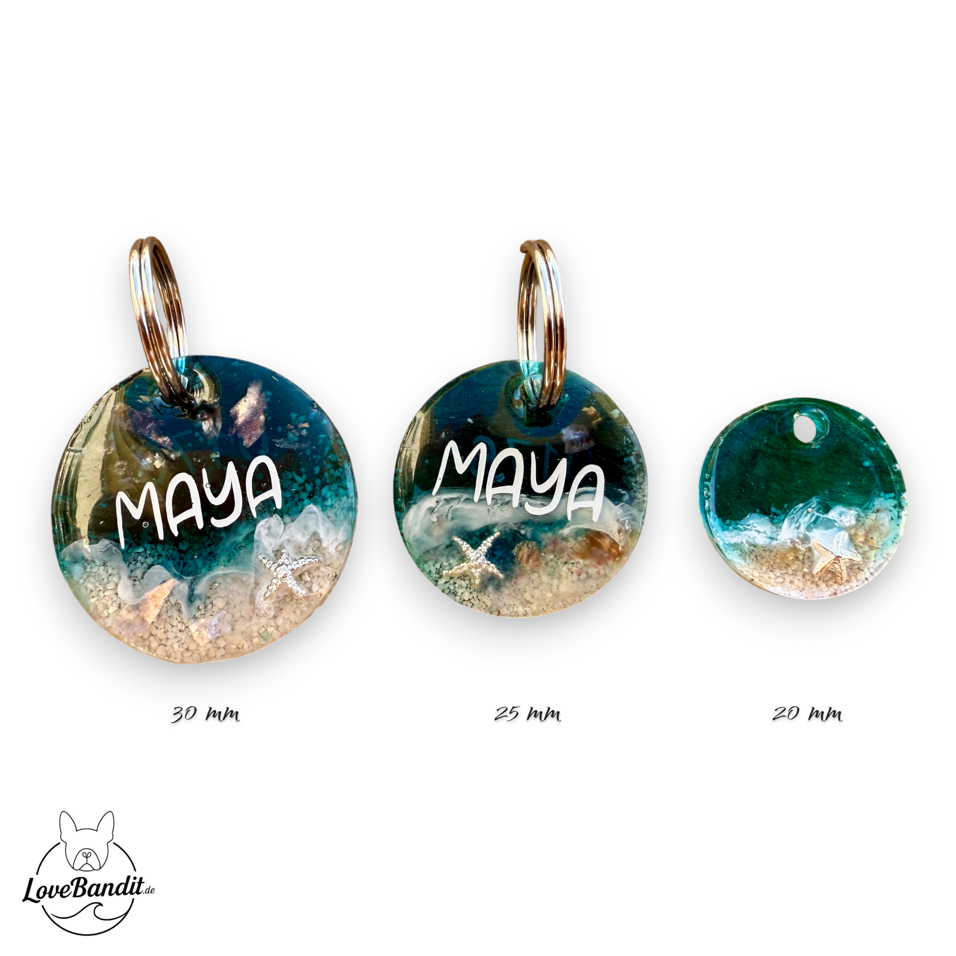 Besondere leichte Hundemarke Meer aus Resin Visitenkarte LoveBandit