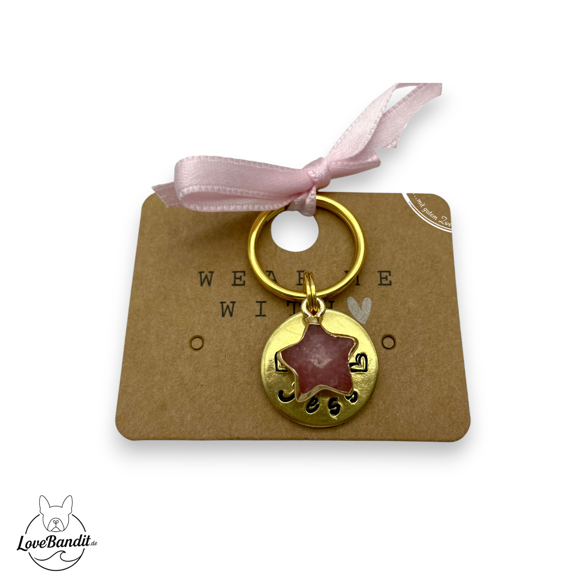 Kleine Hundemarke Mini aus Messing mit Anhänger Lovebandit