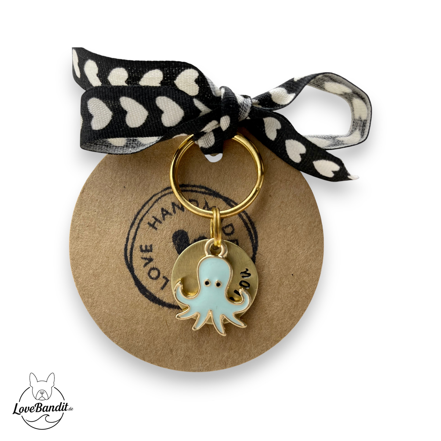 Kleine Hundemarke Mini aus Messing mit Anhänger Lovebandit