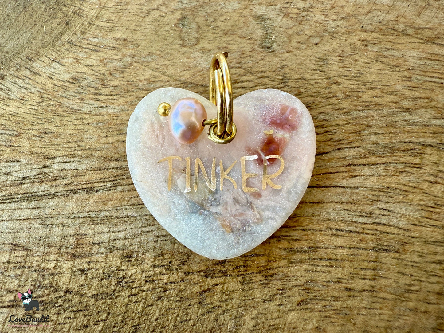 Besondere Hundemarke Herz Pearl aus Resin Visitenkarte LoveBandit