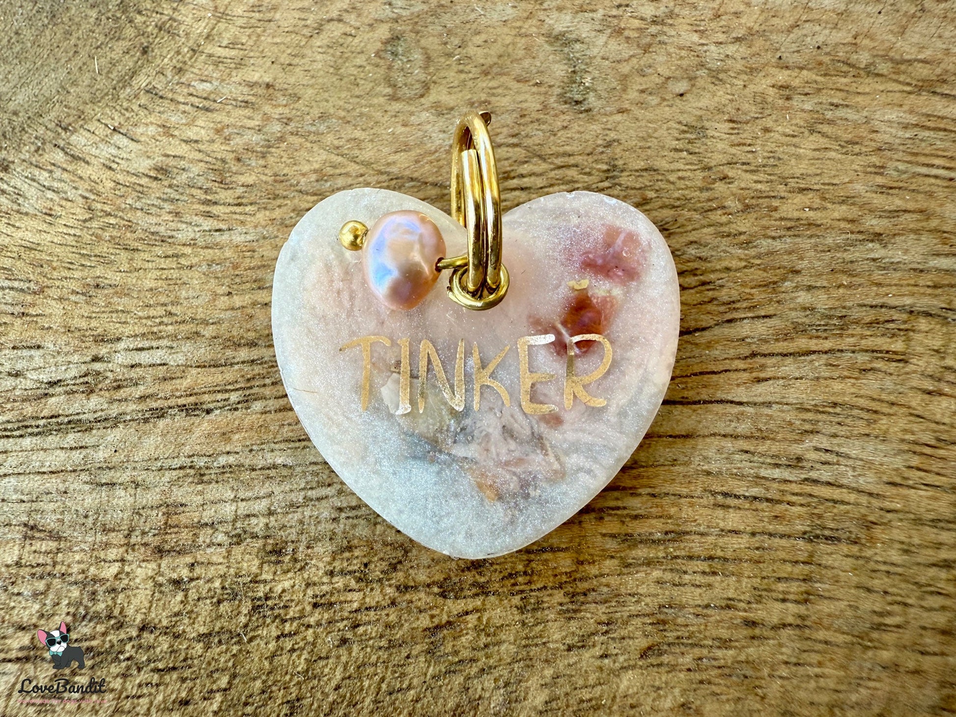 Besondere Hundemarke Herz Pearl aus Resin Visitenkarte LoveBandit