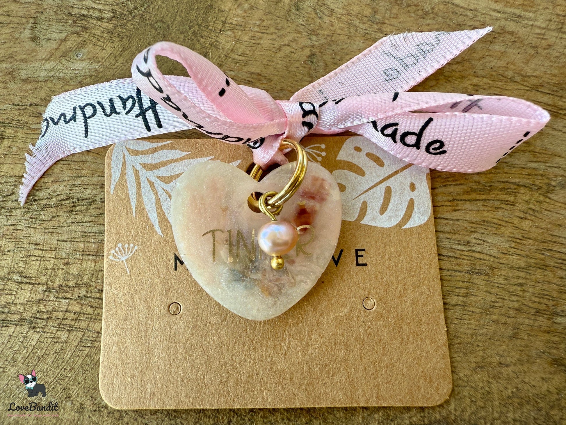Besondere Hundemarke Herz Pearl aus Resin Visitenkarte LoveBandit