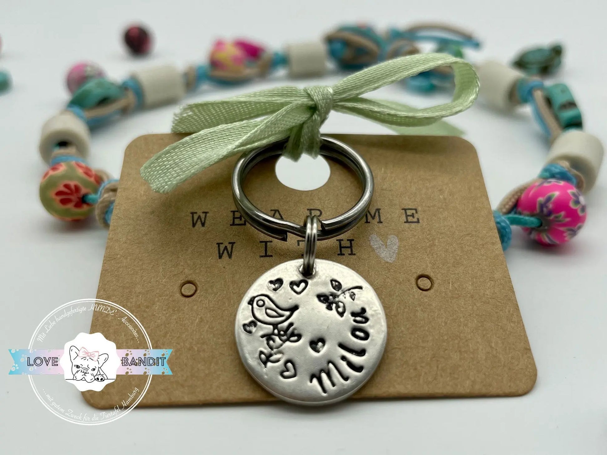 Hundemarke oder Katzenmarke "Birdie" aus Messing (silber oder goldfarben) - LoveBandit