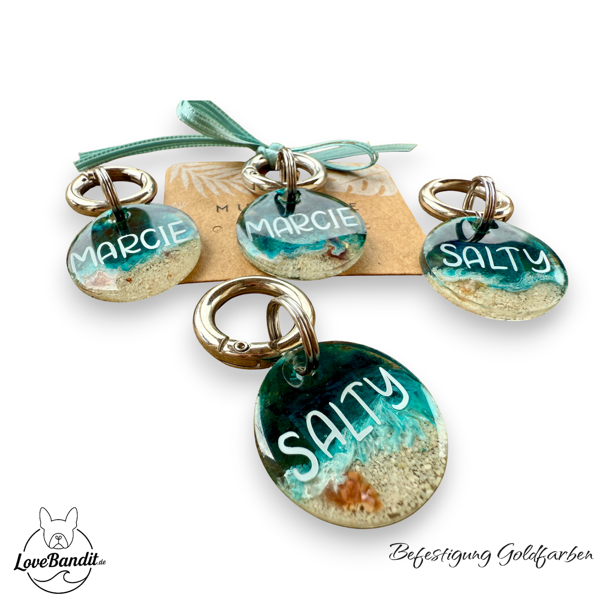 Besondere leichte Hundemarke Meer aus Resin Visitenkarte LoveBandit