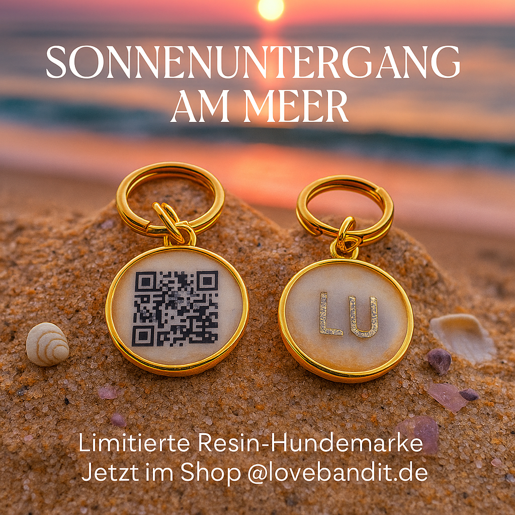 Hundemarke aus Resin für kleine Hunde "Sonnenuntergang am Meer" LoveBandit