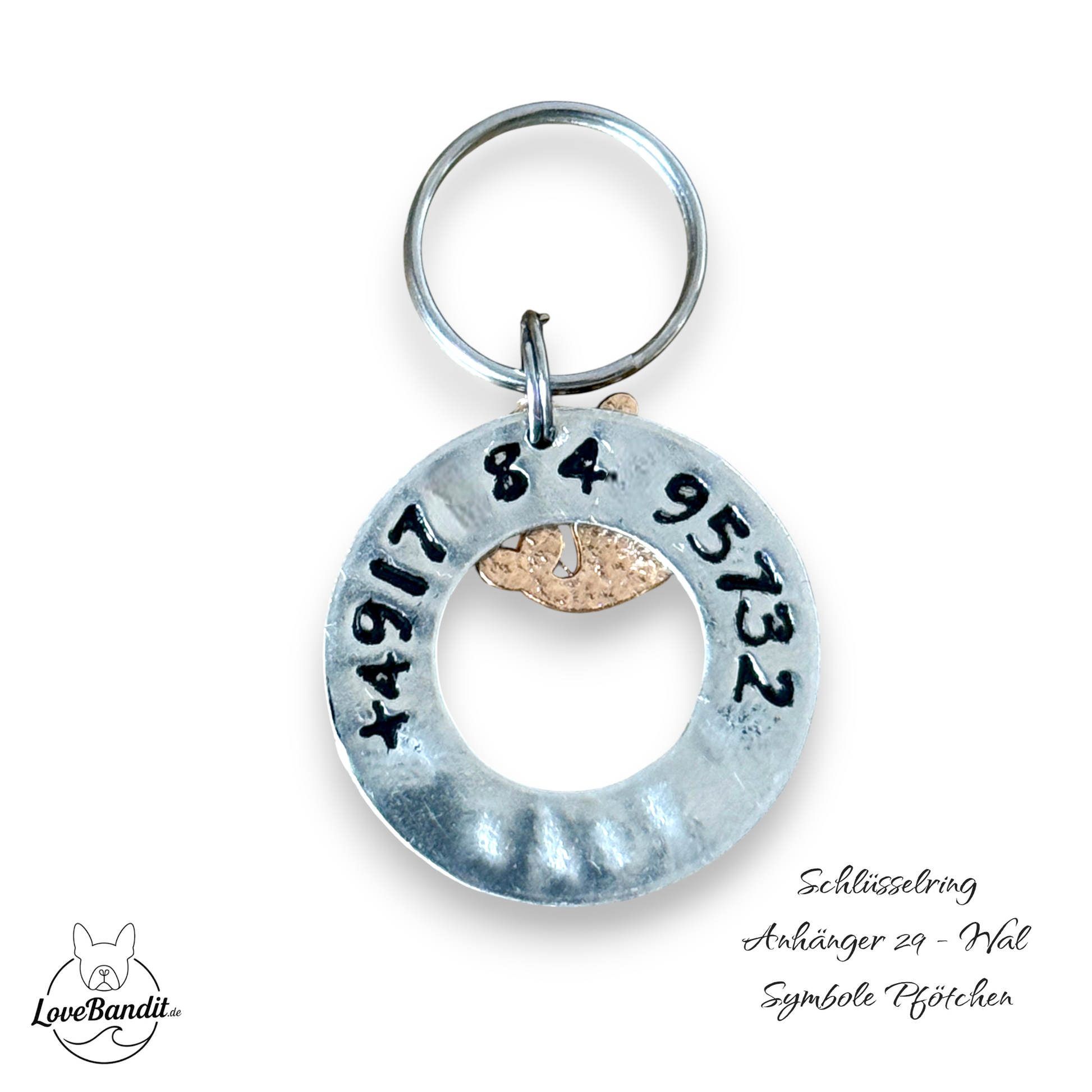 Hundemarke Donut Ring silberfarben mit Anhänger Lovebandit