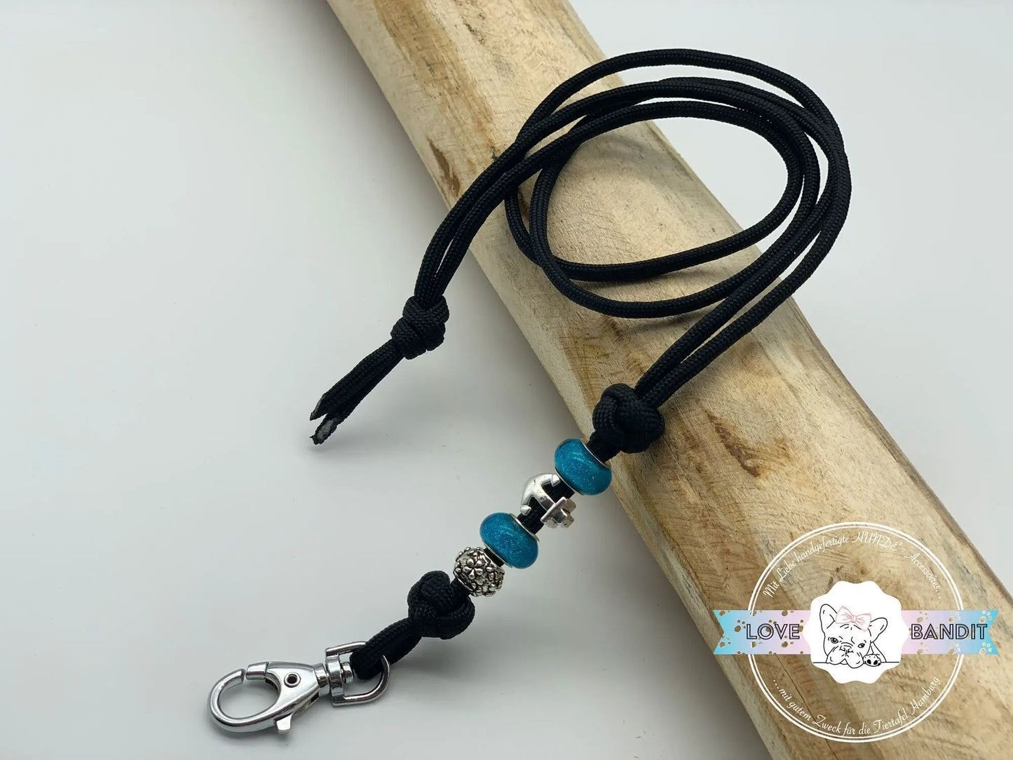 Hundepfeifenband Anker schwarz blau aus Paracord - LoveBandit