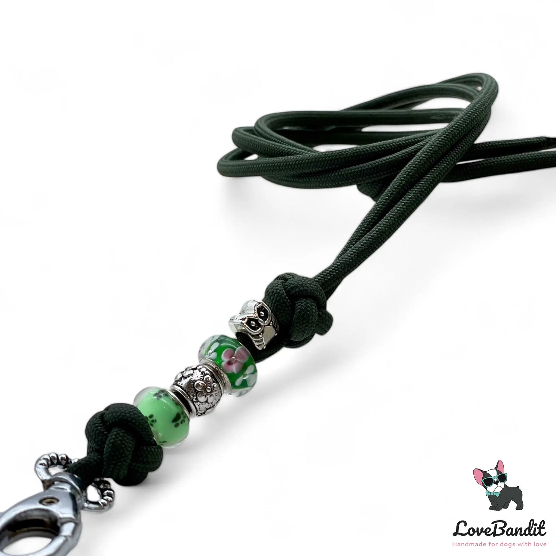 Hundepfeifenband Eulen aus Paracord grün - LoveBandit