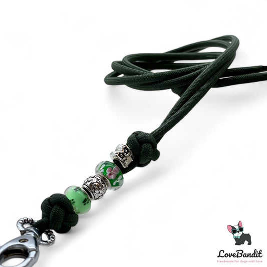 Hundepfeifenband Eulen aus Paracord grün - LoveBandit