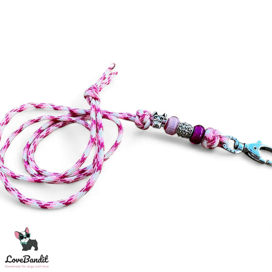 Hundepfeifenband Hundekopf rosa aus Paracord - LoveBandit