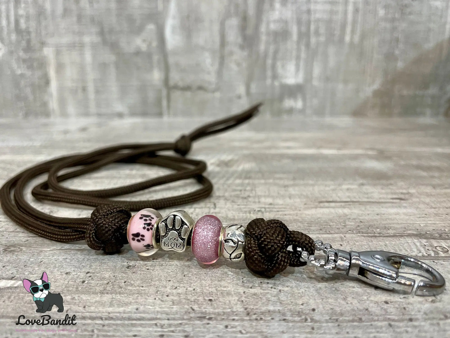 Hundepfeifenband Pfote Dog Mom Braun Rosa - LoveBandit