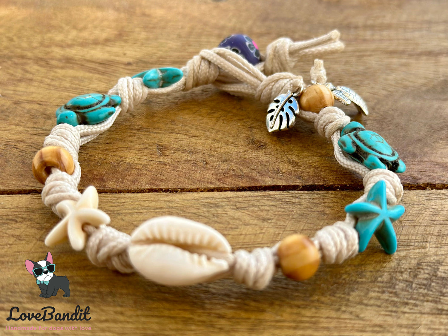 Armband - EM Keramik Armband "Friends" blue&white mit Muscheln Lovebandit