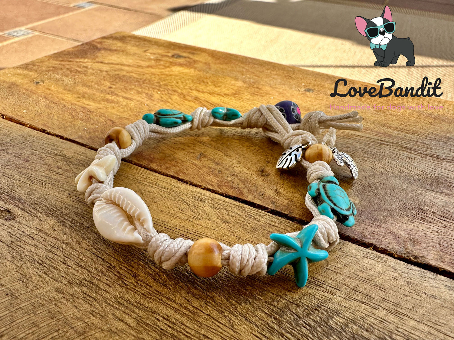 Armband - EM Keramik Armband "Friends" blue&white mit Muscheln Lovebandit