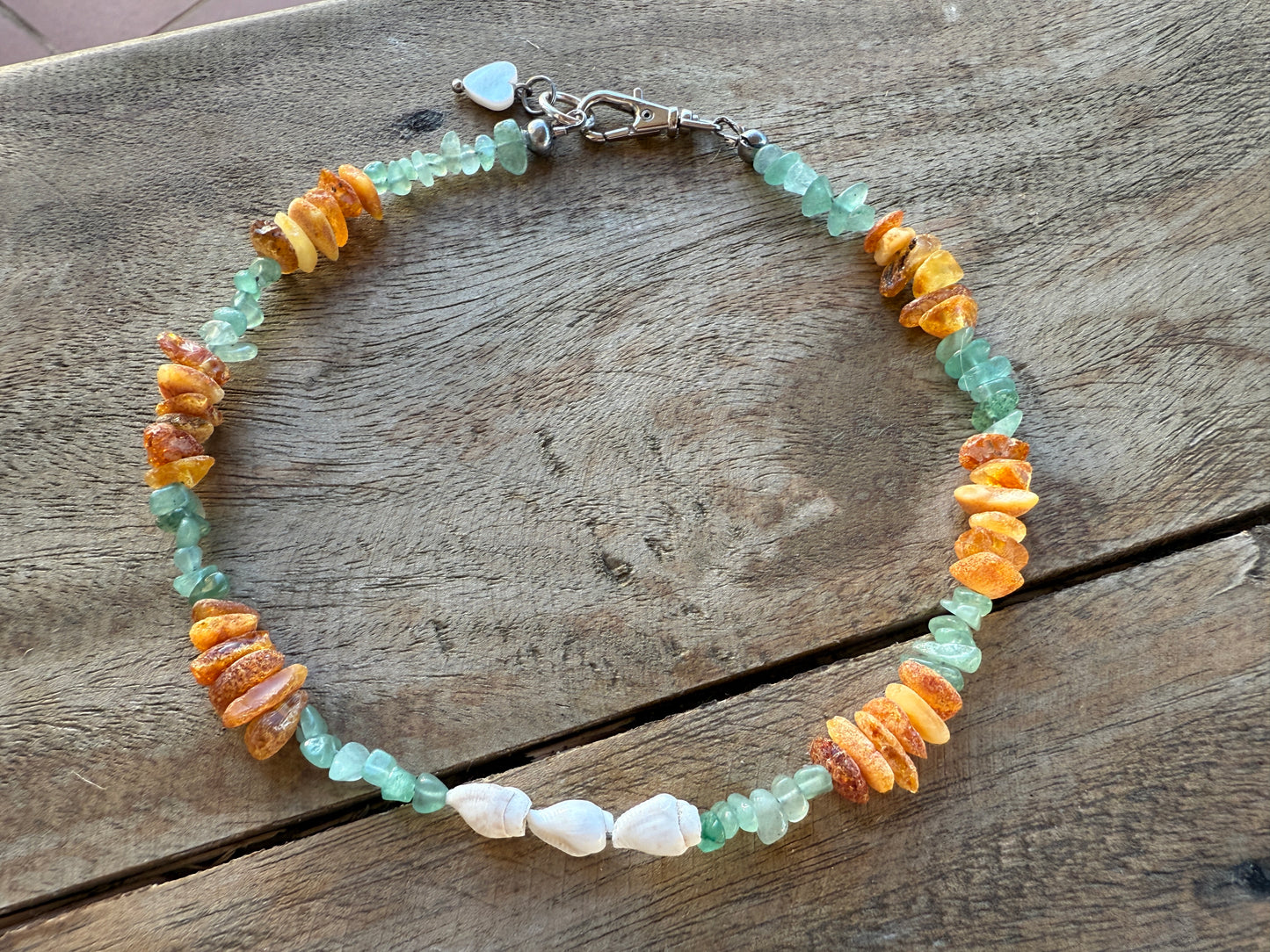 Bernsteinkette für kleinere Hunde mit Aventurin