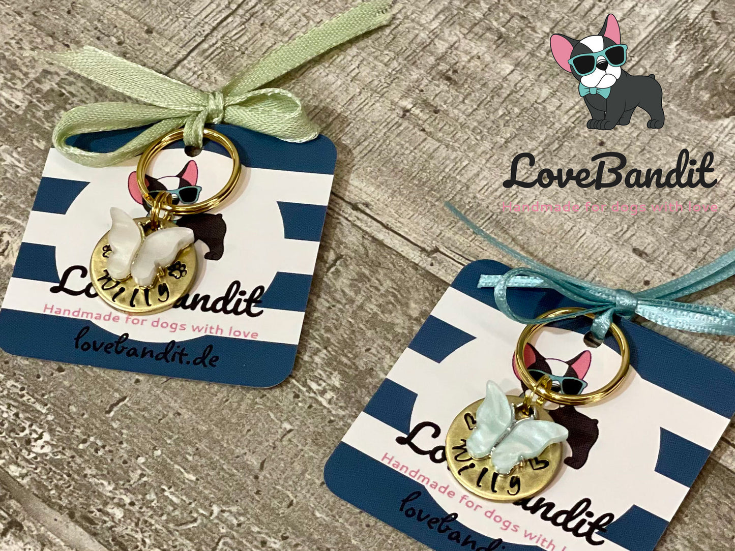 Personalisierte kleine Hundemarke Katzenmarke "Mini" aus Messing