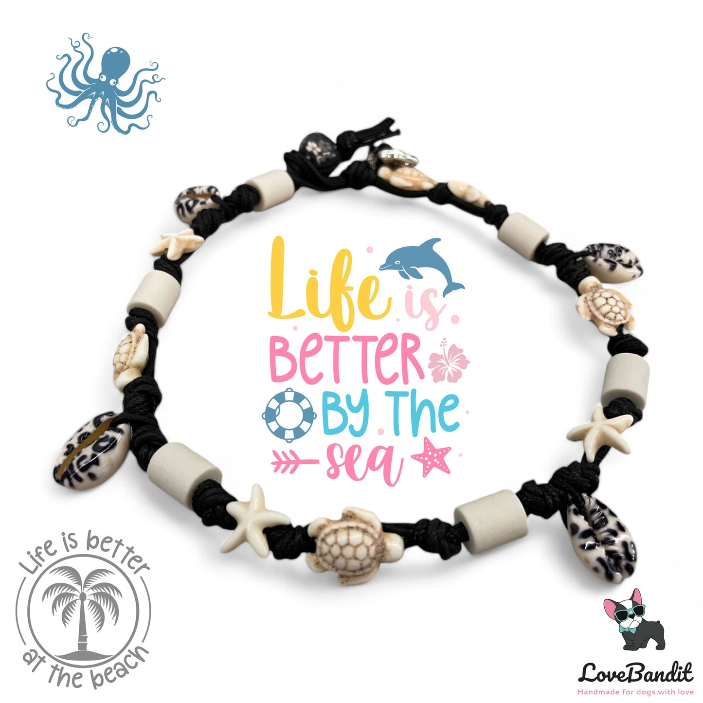 EM Keramik Halsband "Beach Surf Dog" Leo Lovebandit