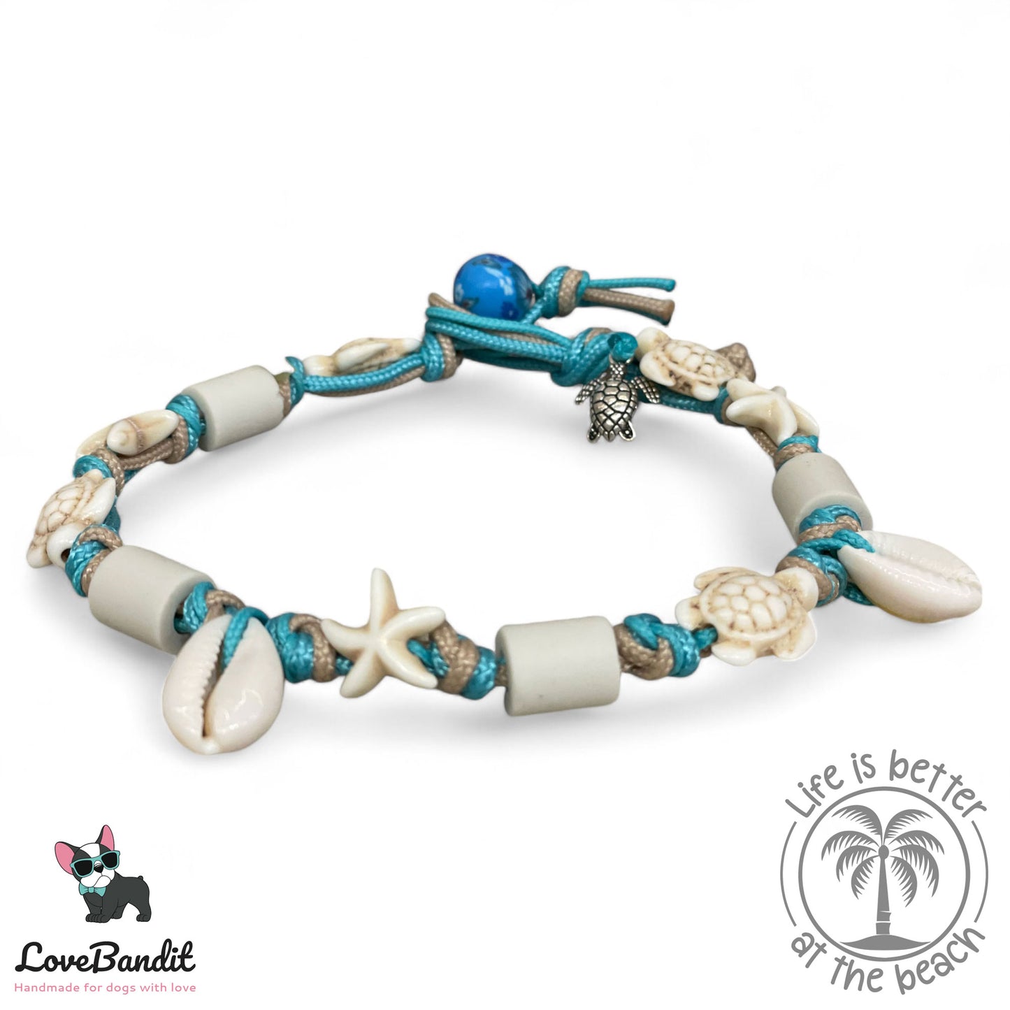 EM Keramik Halsband "Beach Surf Dog" mit Muscheln Lovebandit