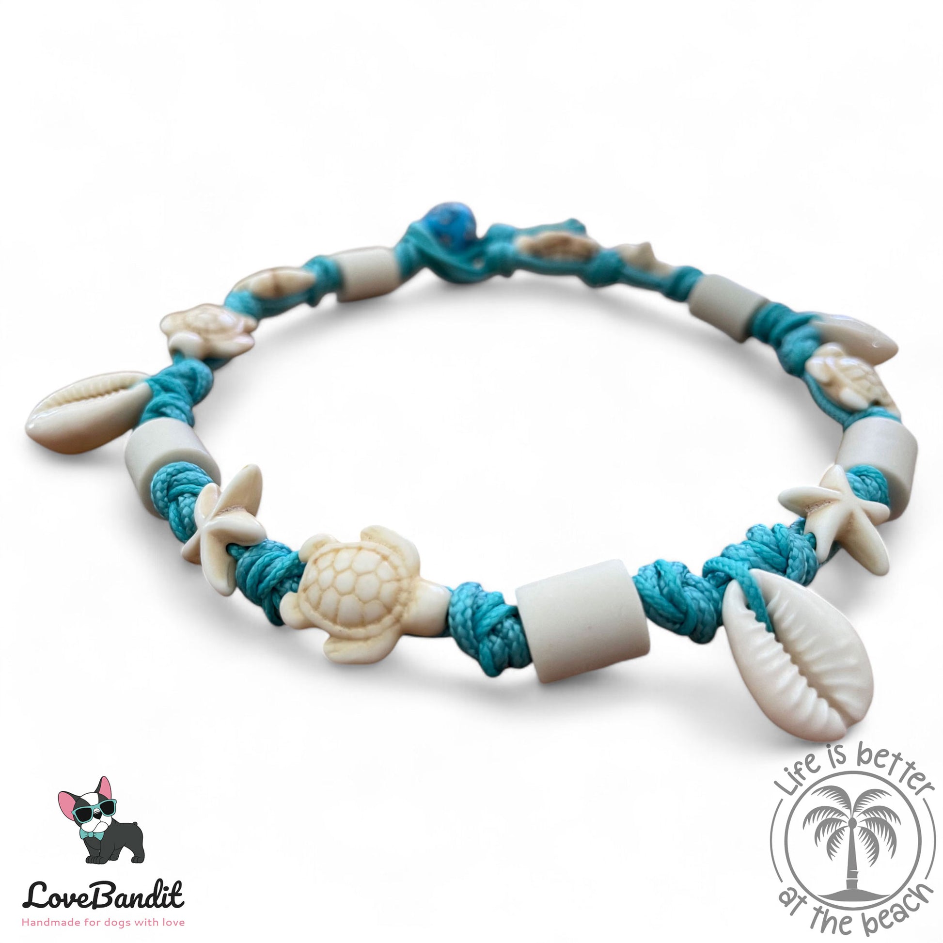 EM Keramik Halsband "Beach Surf Dog" mit Muscheln Lovebandit