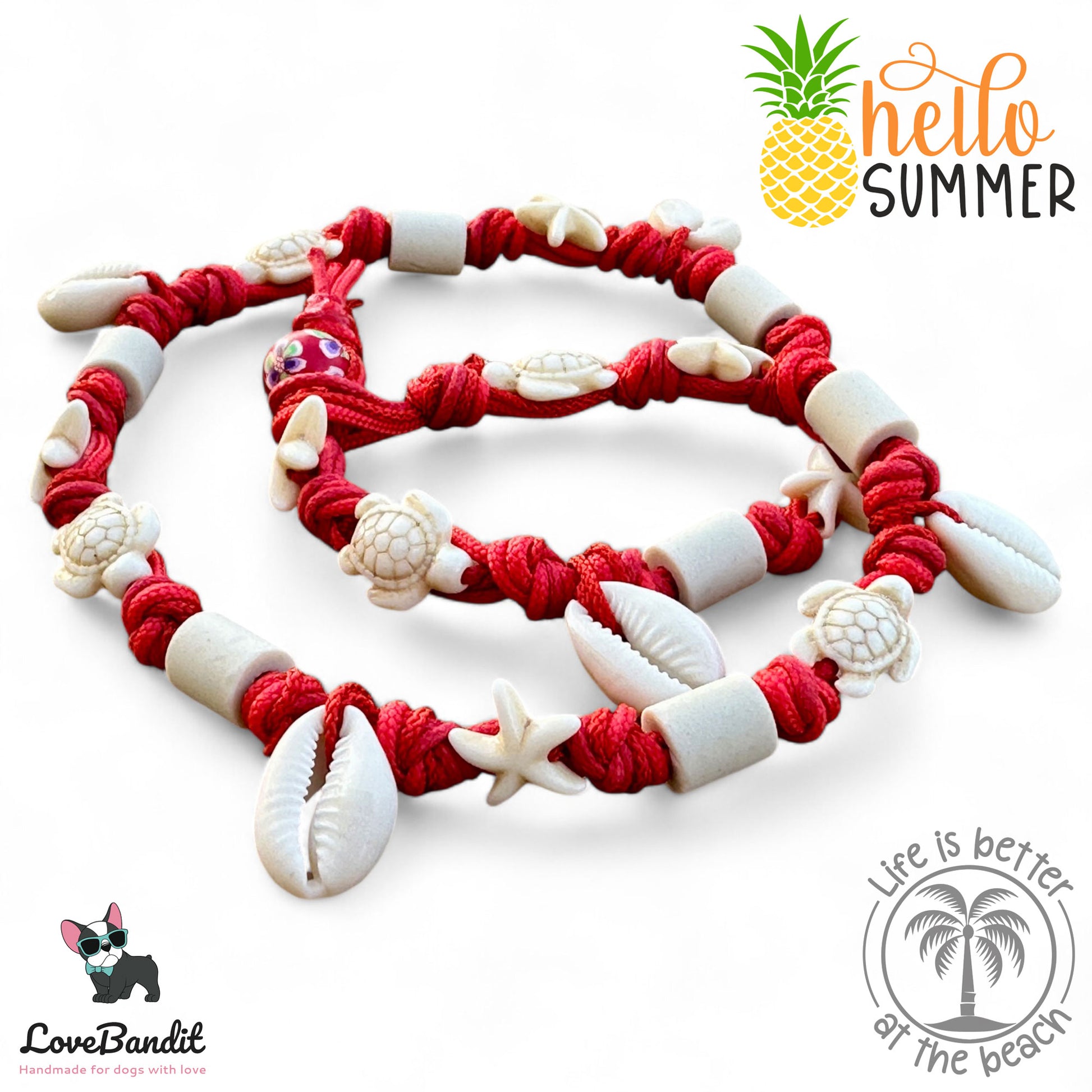 EM Keramik Halsband "Beach Surf Dog" mit Muscheln Lovebandit