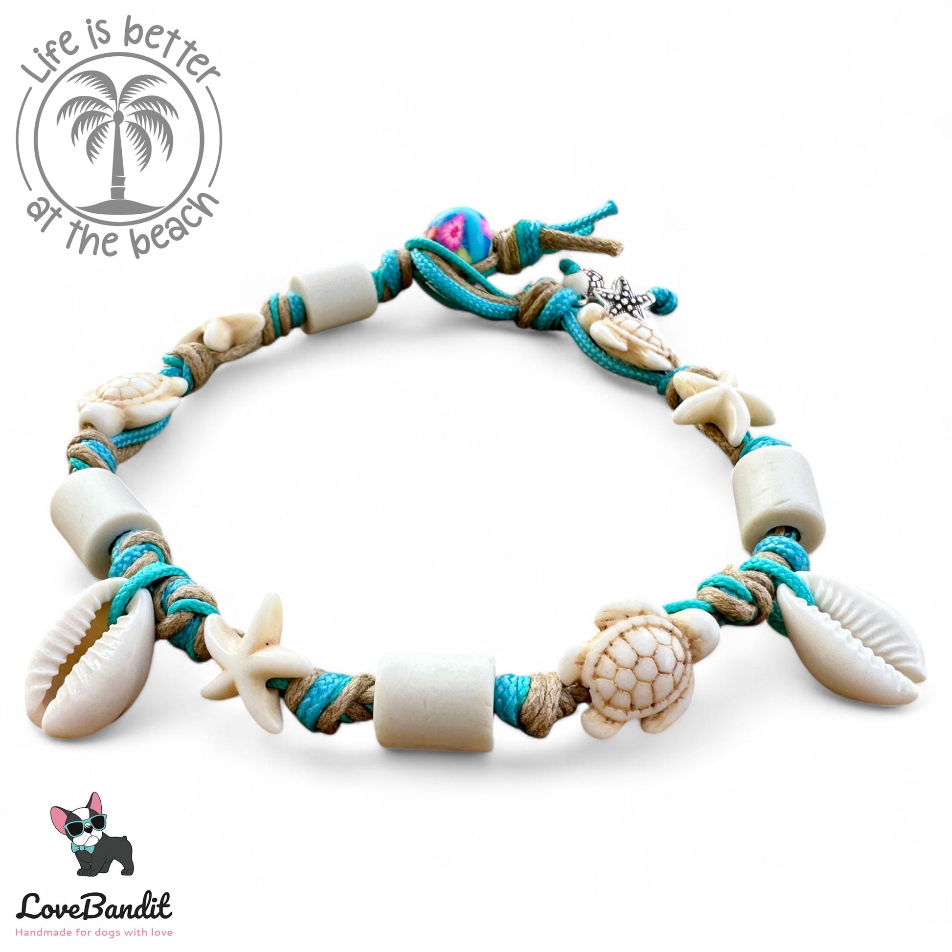 EM Keramik Halsband "Beach Surf Dog" mit Muscheln Lovebandit